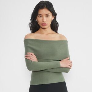 Aritzia Wilfred Nola Off the Shoulder Sweater in Tan